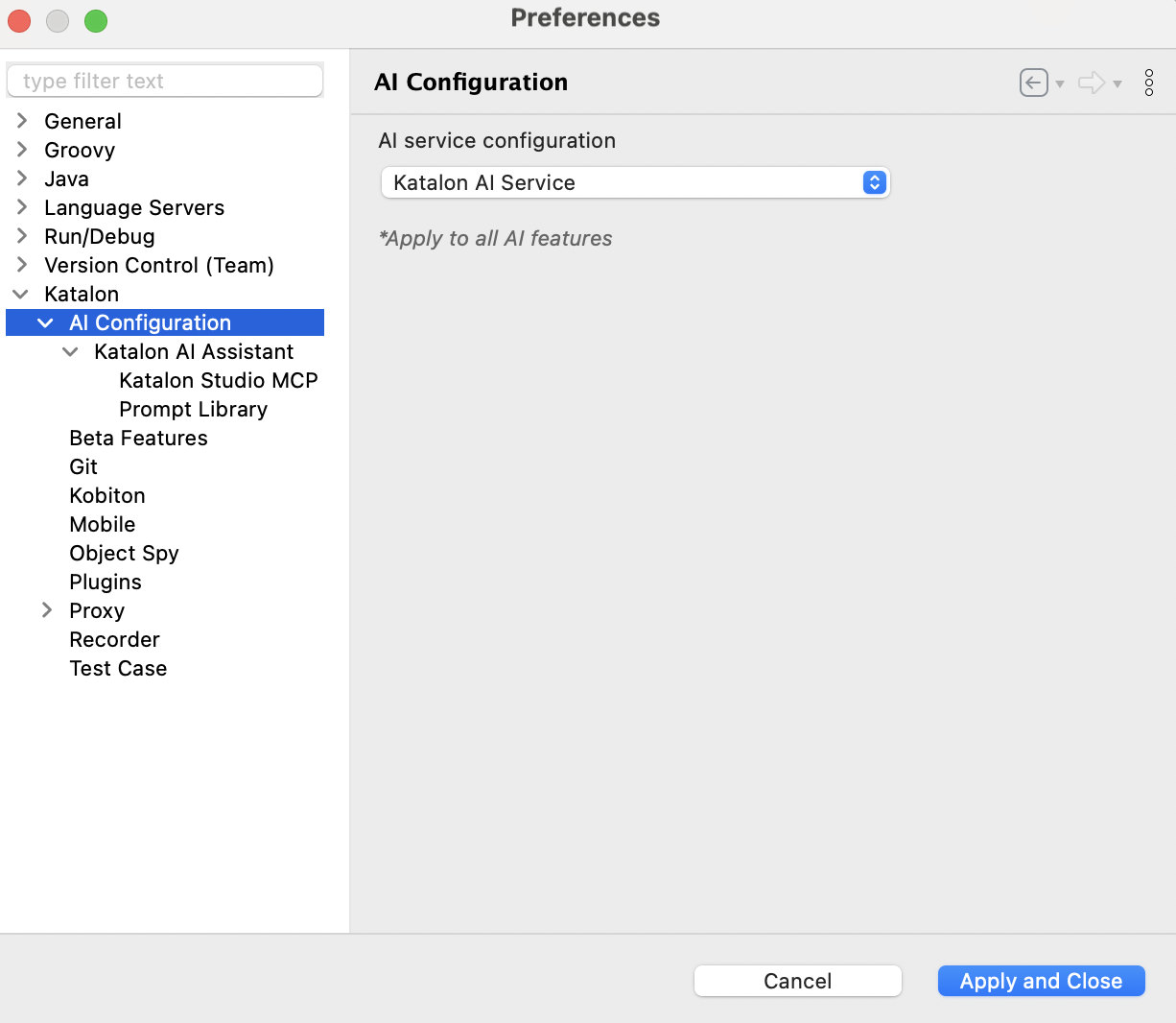 ai configuration preferences